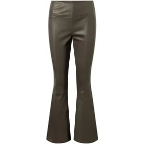 Ava RW flare pants with stretch in soft leather quality / 50896 - Smoke