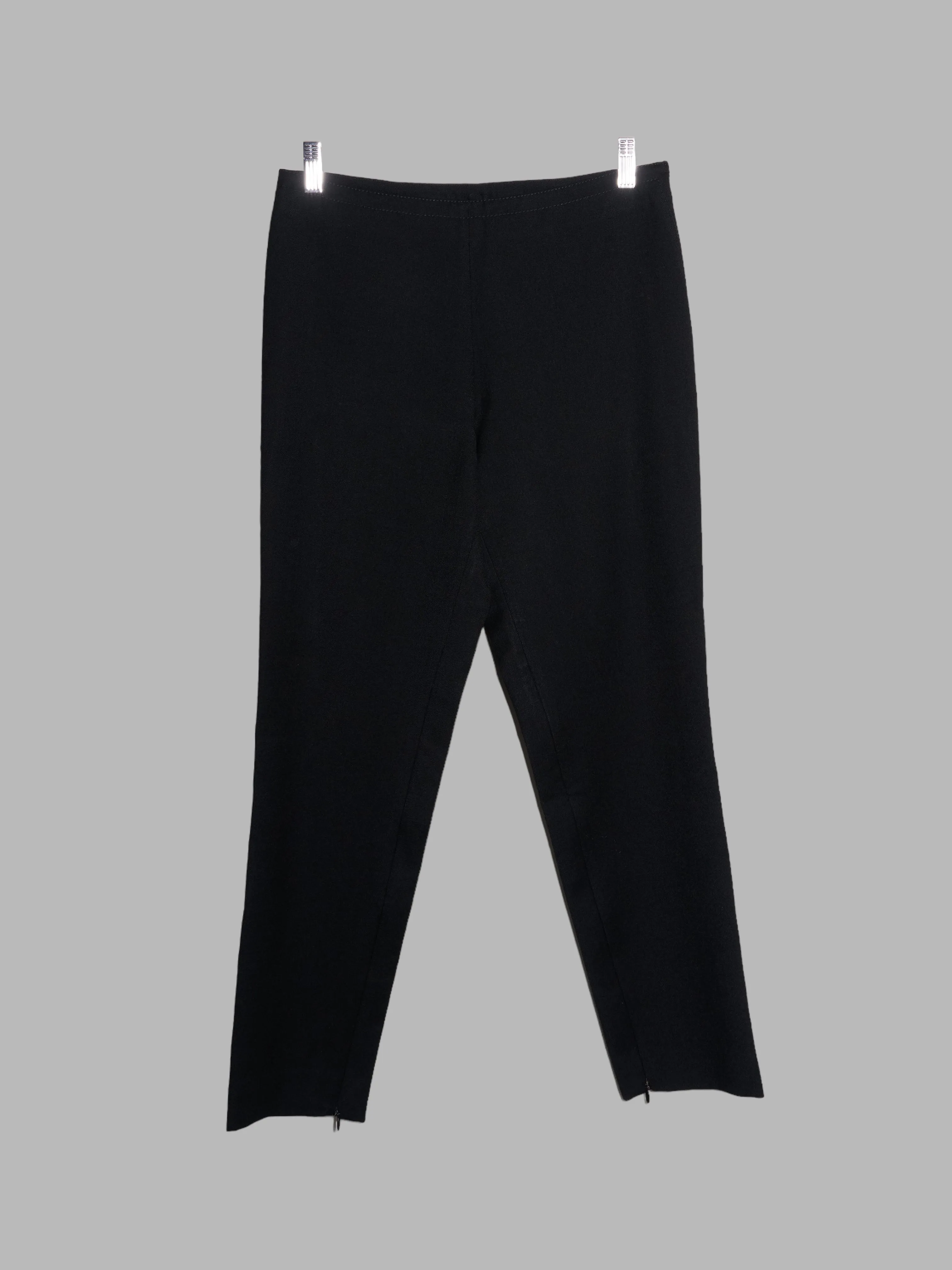 Dirk Bikkembergs 1990s 2000s black wool zipped cuff tapered trousers - size 42