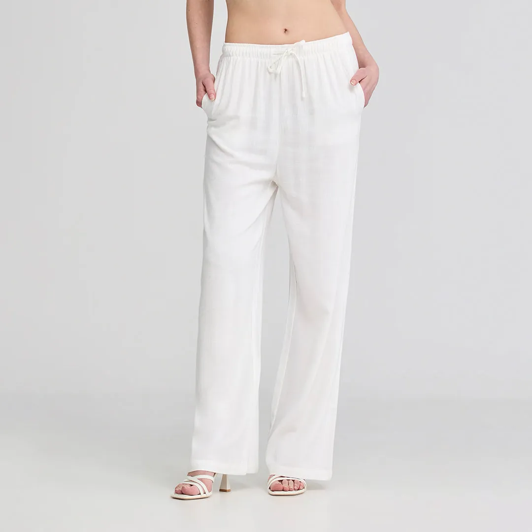 Drawstring Waist Wide Leg Trousers