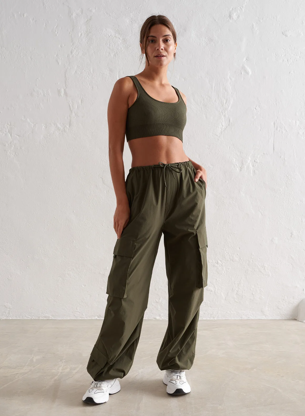 Khaki Windbreaker Parachute Pants