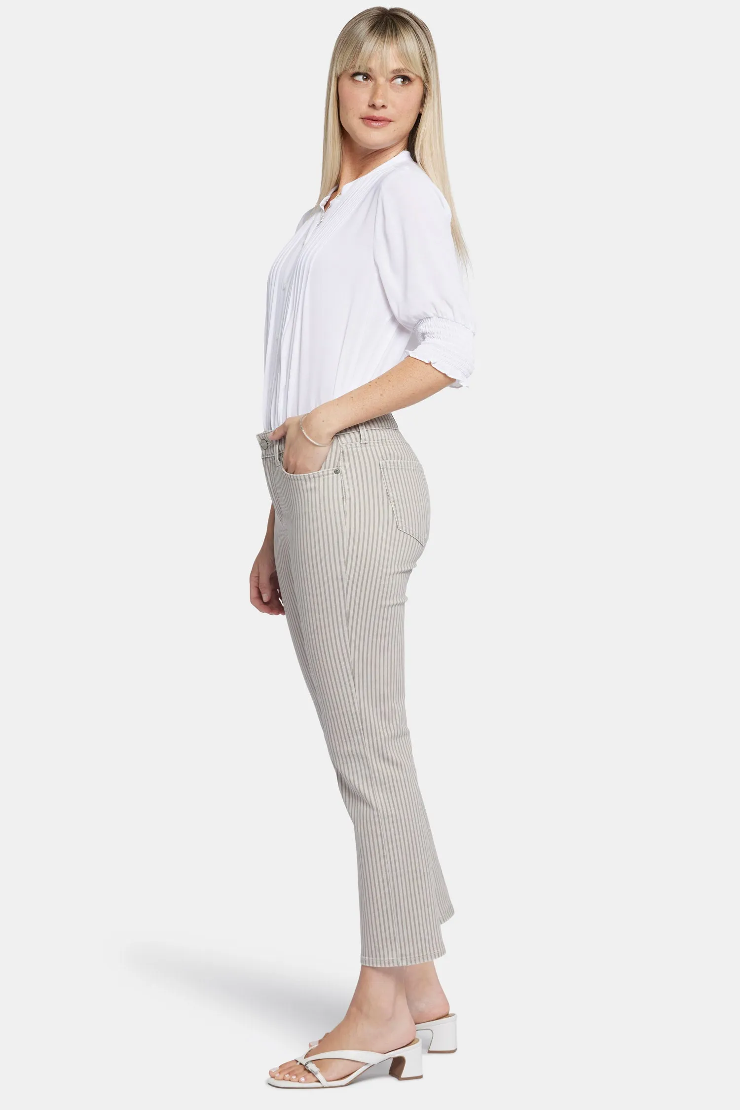 Marilyn Straight Ankle Jeans In Petite - Sandbar Stripe