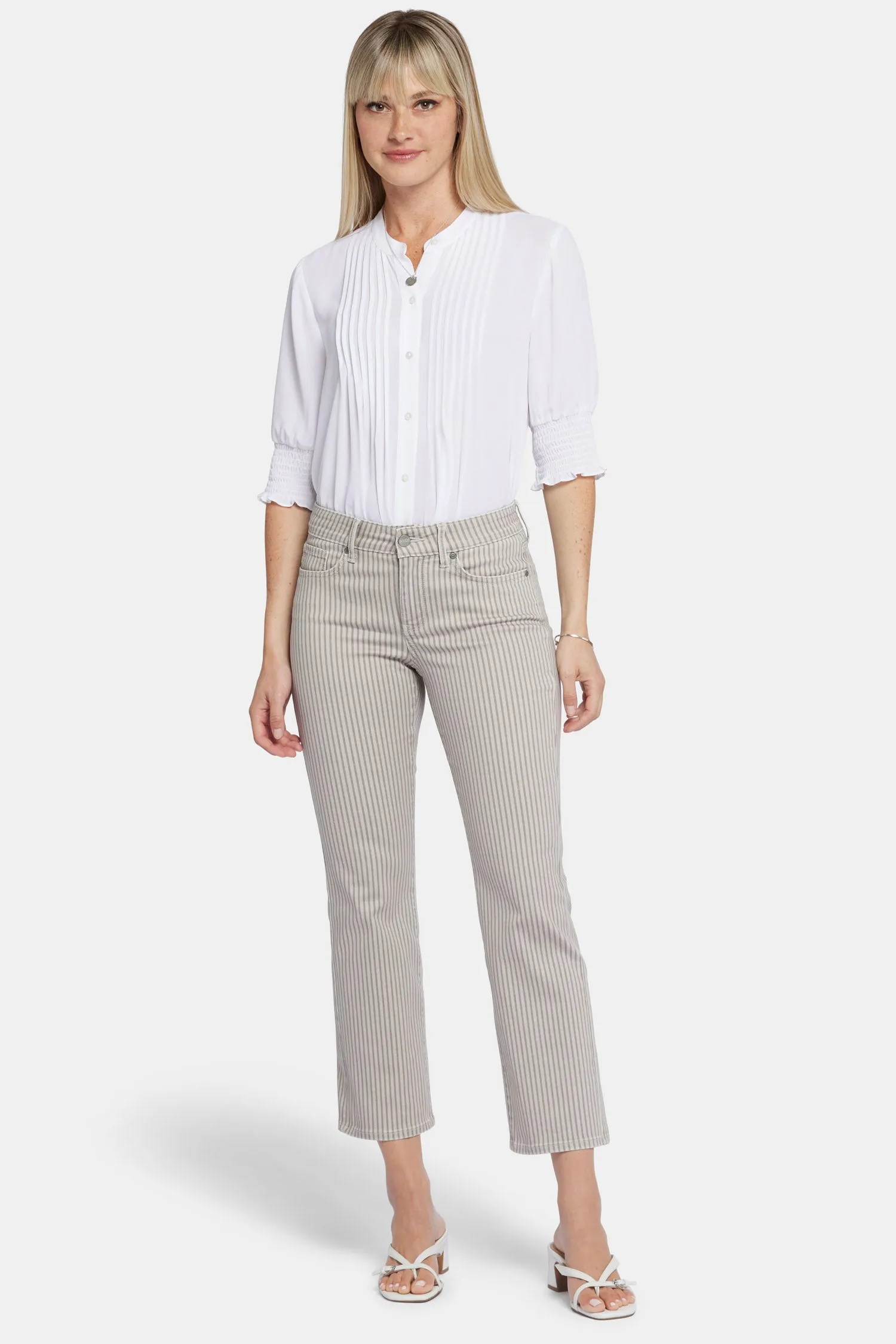 Marilyn Straight Ankle Jeans In Petite - Sandbar Stripe