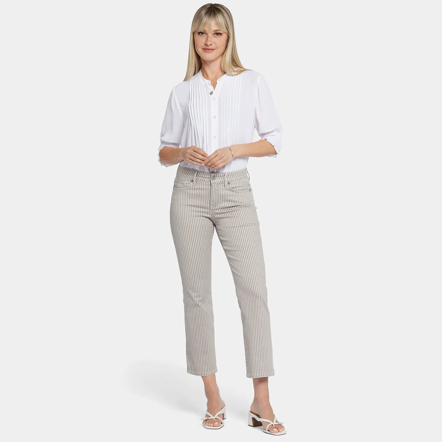 Marilyn Straight Ankle Jeans In Petite - Sandbar Stripe