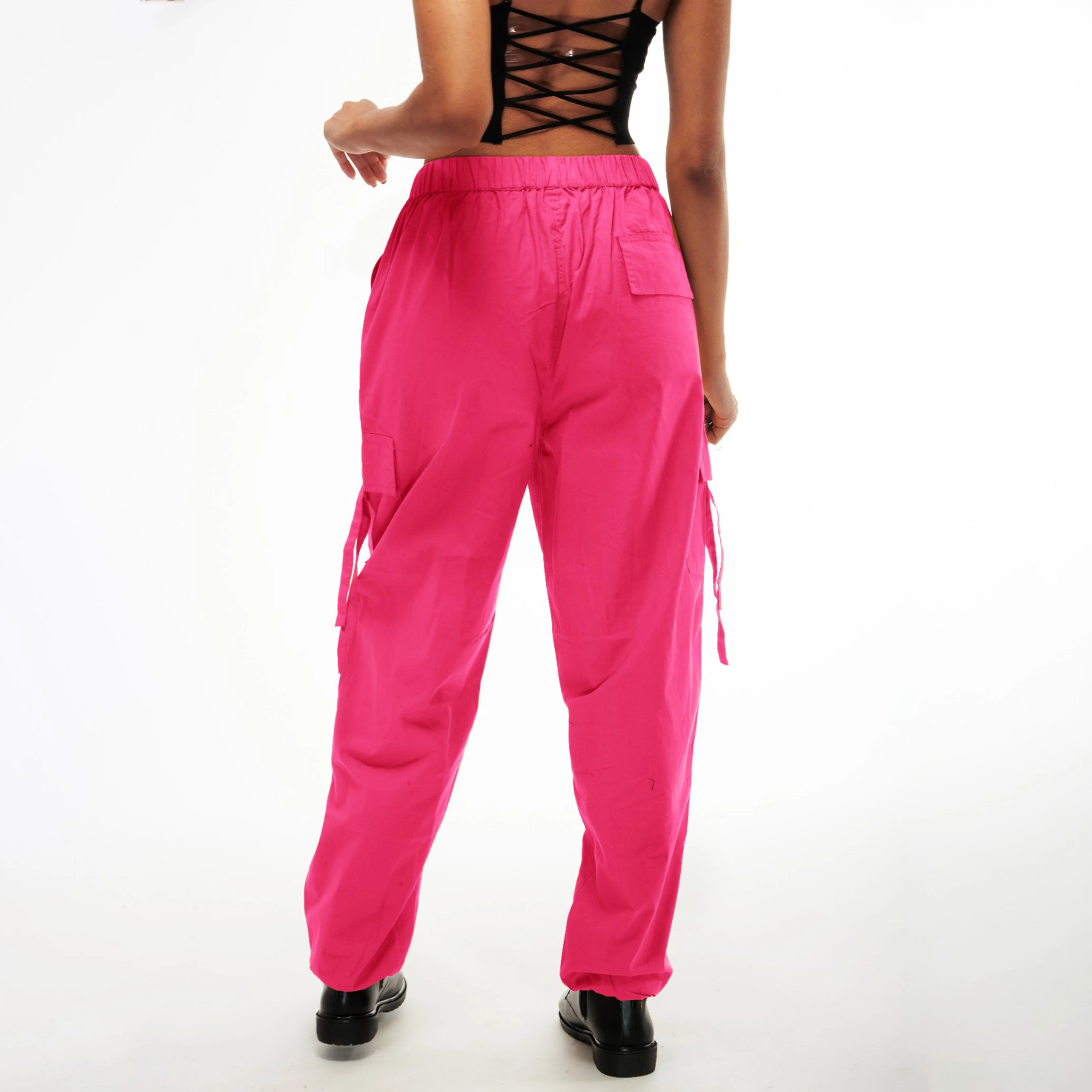 Pink Cargo Parachute Pants