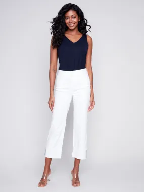 Straight Leg Jeans with Folded Cuff - White